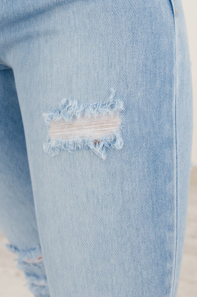 JASNE SPODNIE JEANSOWE Z DZIURAMI PRZÓD TYŁ