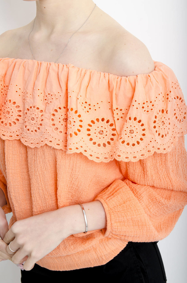 BLUZKA HISZPANKA Z KORONKĄ - POMARAŃCZOWA