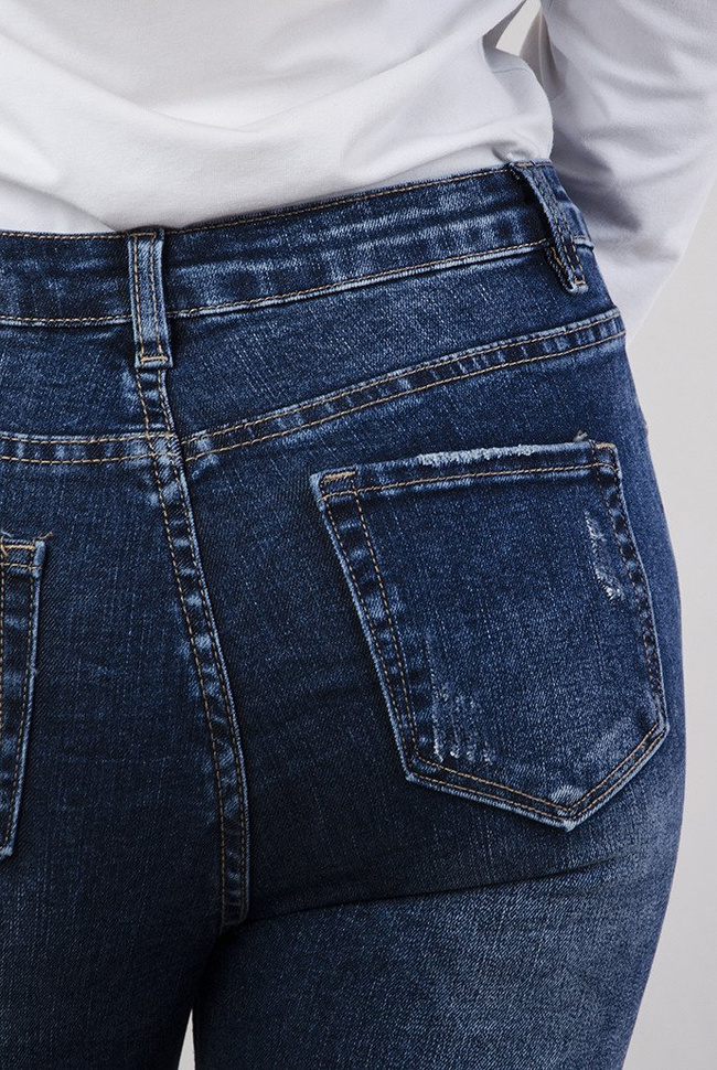 Spodnie jeansowe bez dodatków, z wysokim stanem