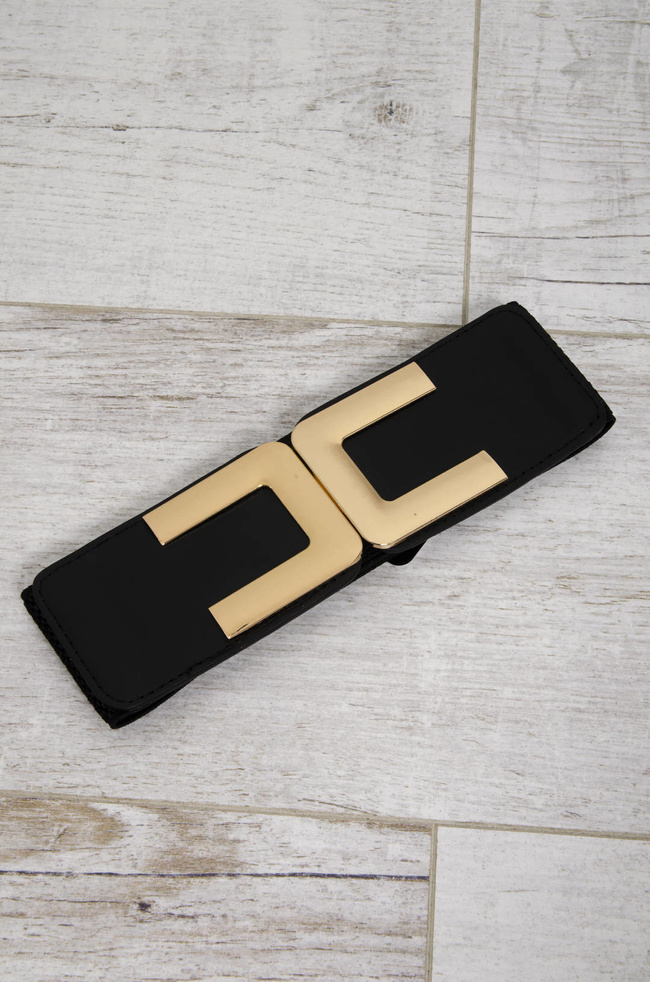 PASEK NA GUMIE ZE ZŁOTA KLAMRĄ 