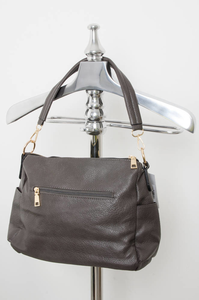 SZARA TOREBKA TYPU SHOPPER Z OZDOBNYMI ZAMKAMI 