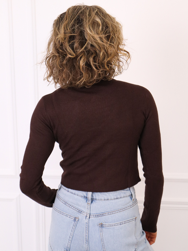 KRÓTKI SWETER ZDOBIONY CYRKONIAMI- BORDOWY