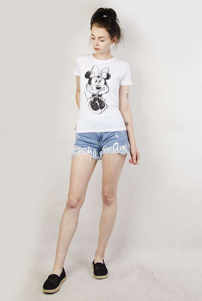Biała bluzka ze szkicem Minnie Mouse