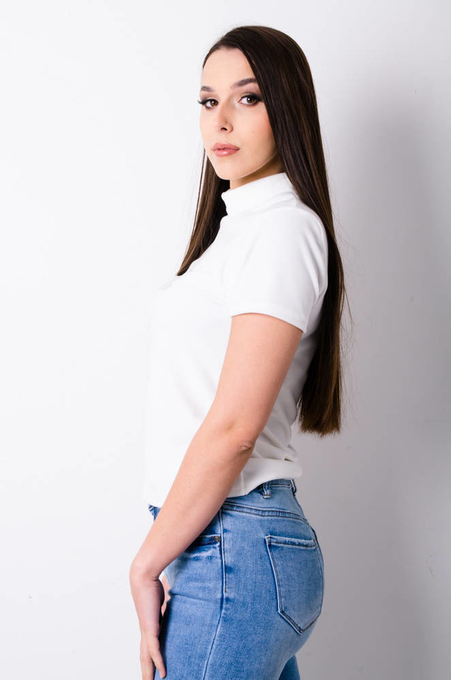 BLUZKA WELUROWA Z CEKINAMI - BIAŁA