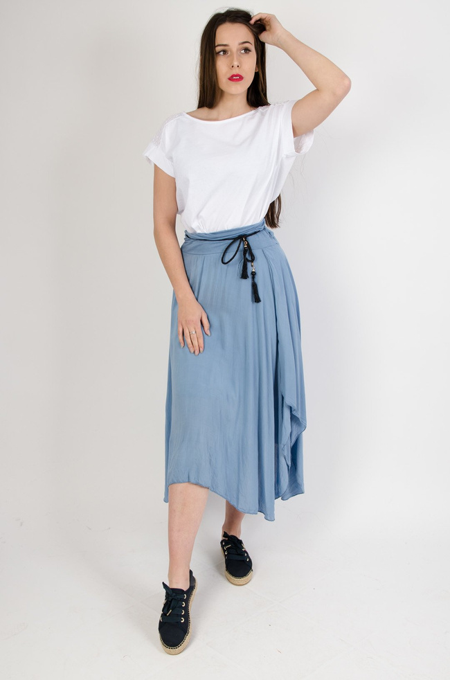 Długa asymetryczna spódnica z wycięciem+ pasek