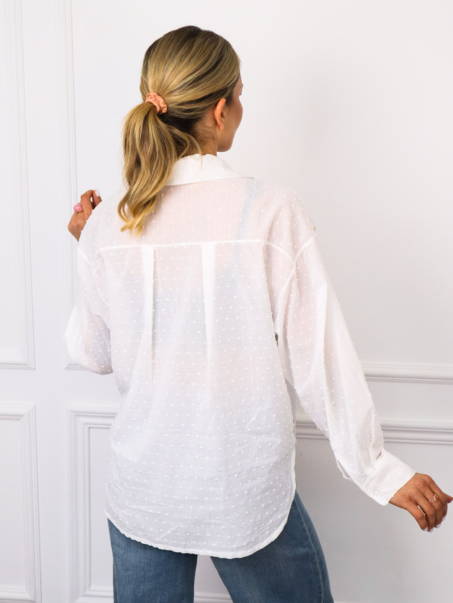 KOSZULA Z OZDOBNYM HAFTEM Z PRZODU- BIAŁA