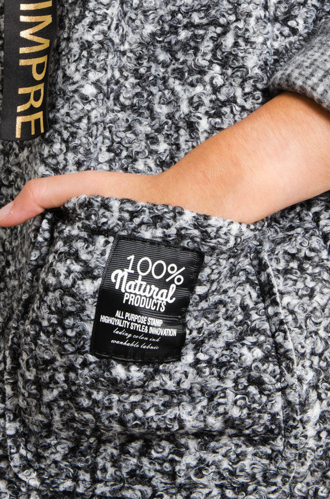 SZARY MELANŻOWY PŁASZCZ OVERSIZE