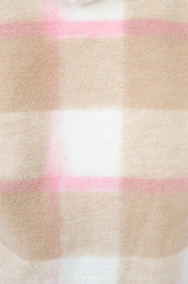 BEŻOWO- RÓŻOWY PŁASZCZ W KRATĘ