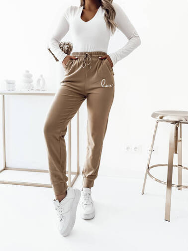 POLAROWE SPODNIE DRESOWE Z NAPISEM- BRĄZOWE