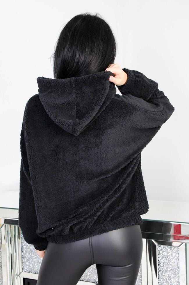 CZARNA BLUZA POLAROWA Z KAPTUREM