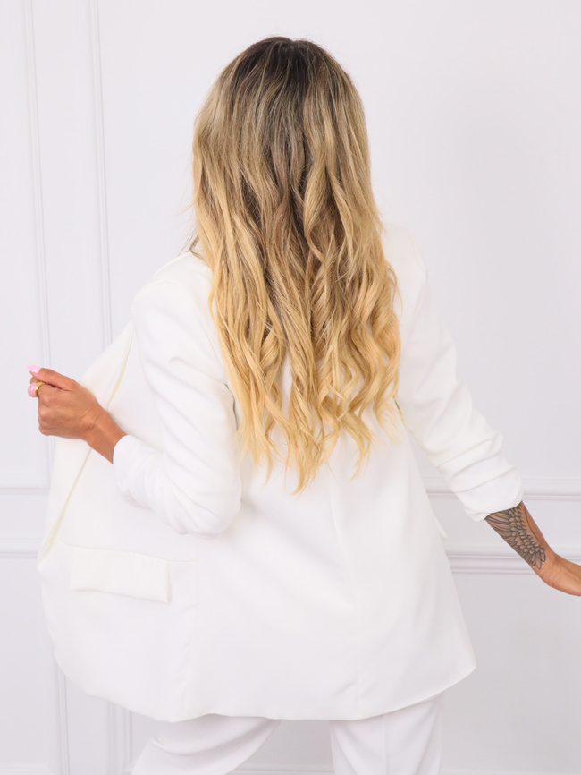 BIAŁY KOMPLET MARYNARKA+ SPODNIE