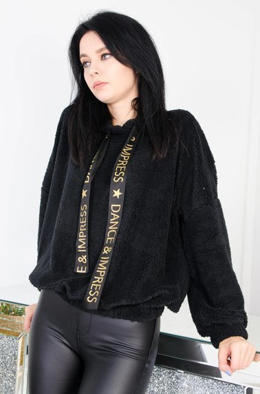 CZARNA BLUZA POLAROWA Z KAPTUREM