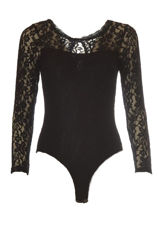 Granatowe koronkowe body