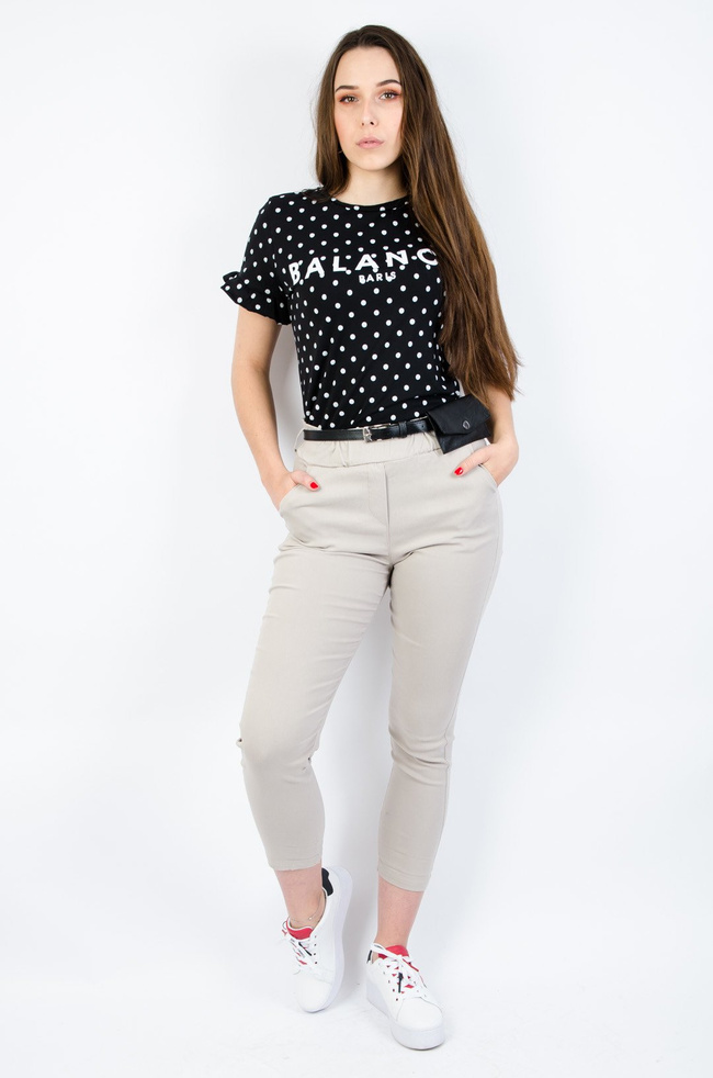 BEŻOWE SPODNIE Z WYSOKIM STANEM + PASEK