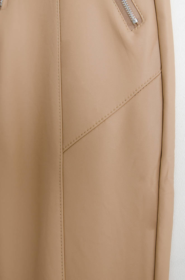 BEŻOWE WOSKOWANE LEGGINSY Z PRZESZYCIAMI- WYSOKI STAN