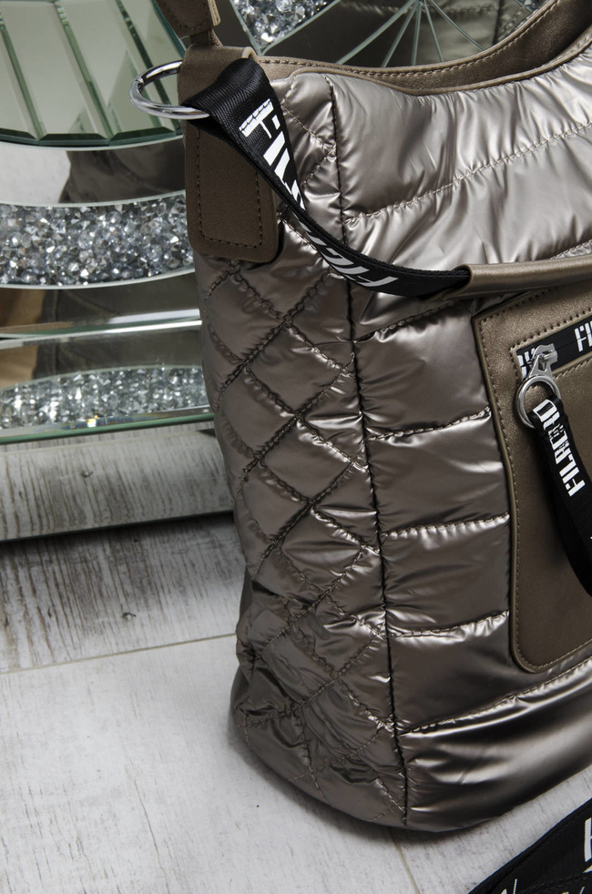 TORBA MATERIAŁOWA PIKOWANA ZŁOTA- SHOPPER