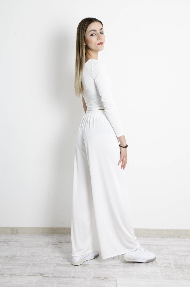 KOMPLET SPODNIE+ TOP - BIAŁY