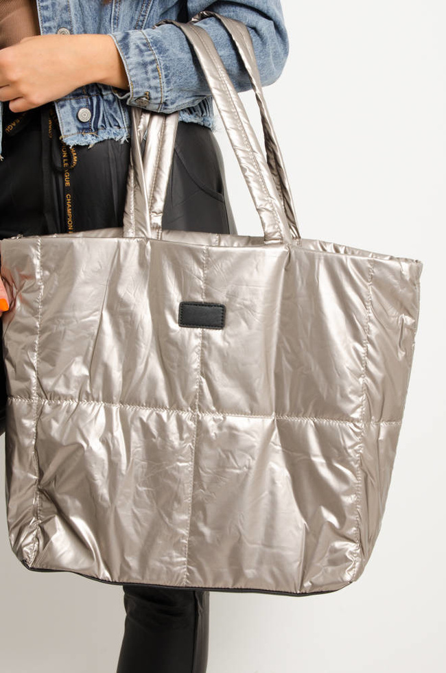 DUŻA PIKOWANA TORBA TYPU SHOPPER- ZŁOTA
