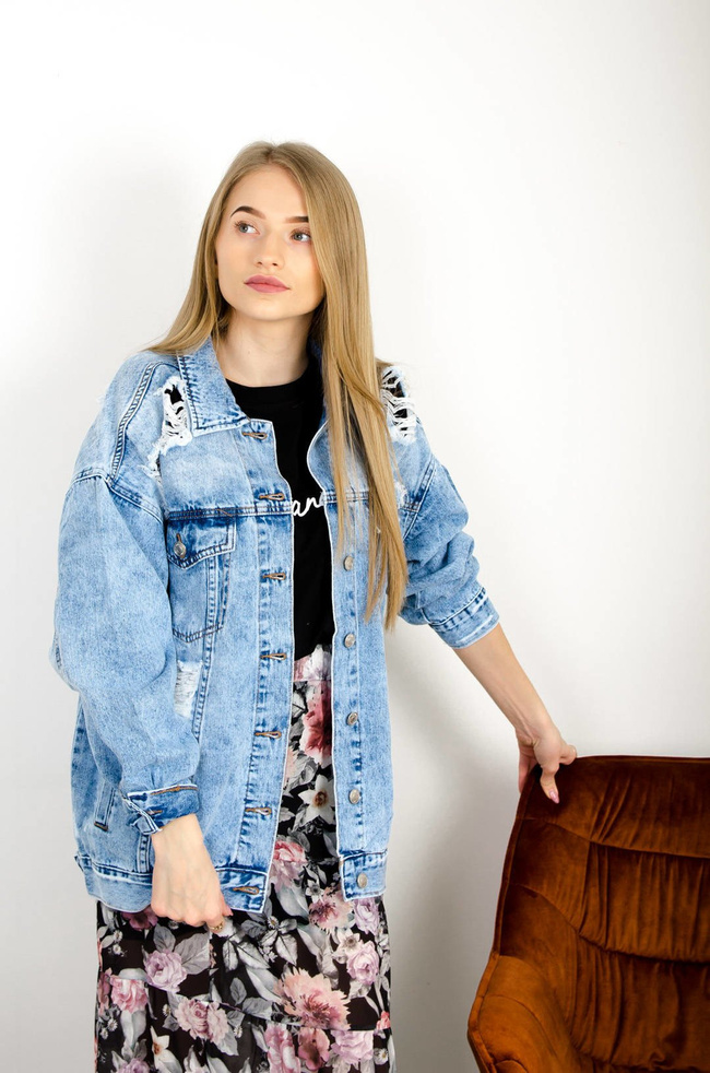 KURTKA JEANSOWA Z PRZETARCIAMI