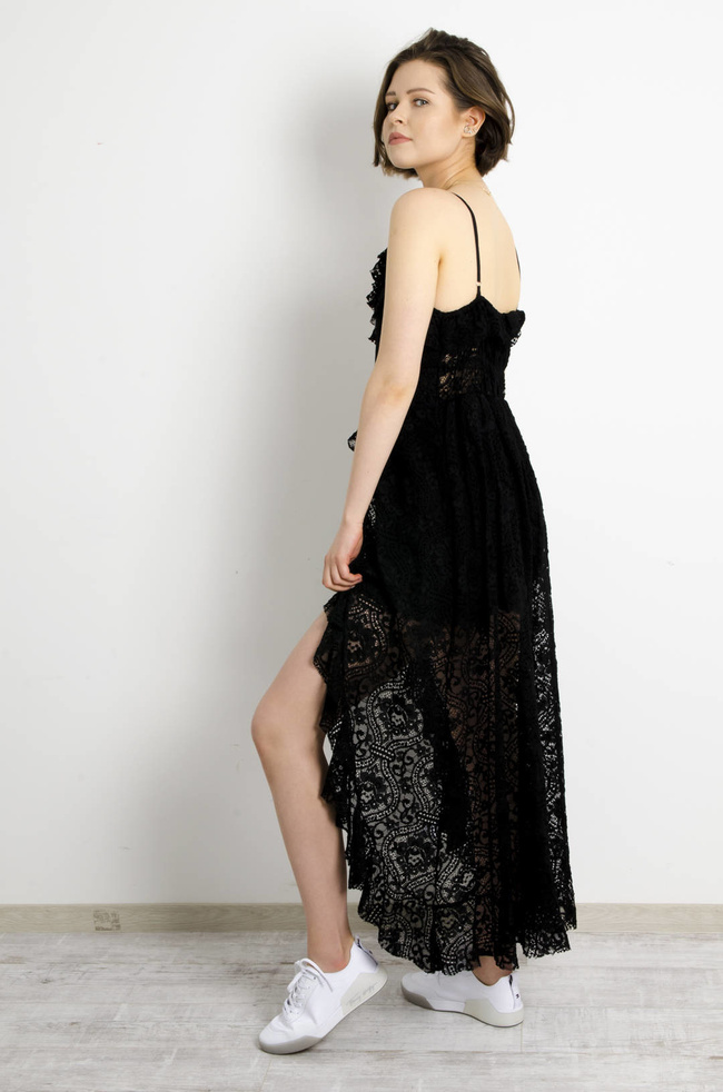 KOMBINEZON AŻUROWY CZARNY