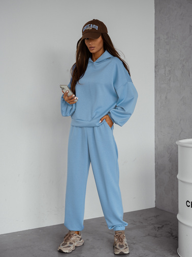 KOMPLET DRESOWY BLUZA Z KAPTUREM+ SPODNIE- CZEKOLADOWY