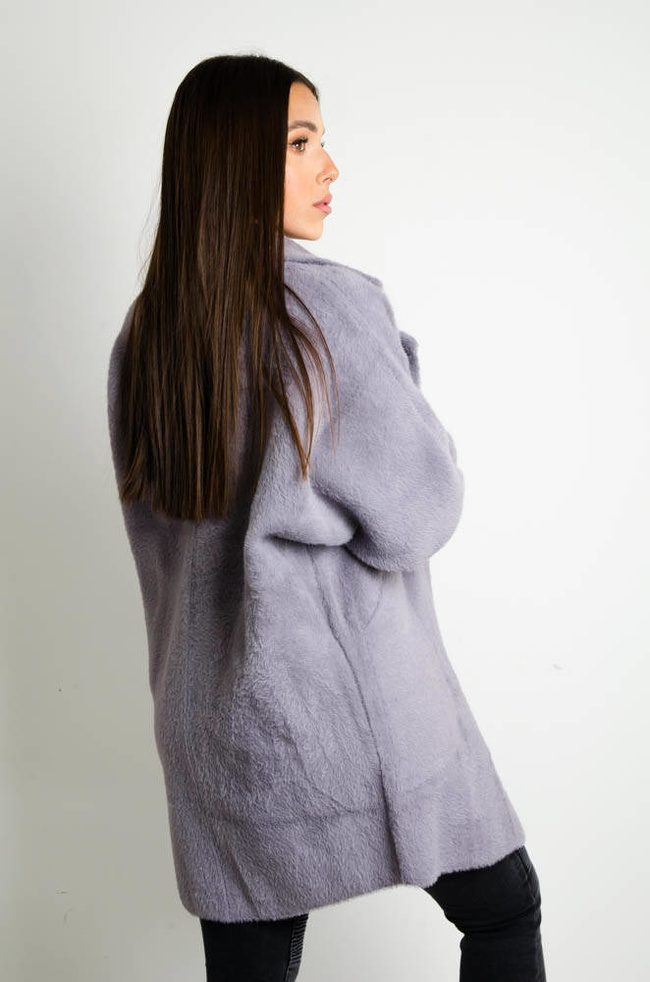 PŁASZCZ DŁUGI WEŁNIANY ALPAKA- SZARY