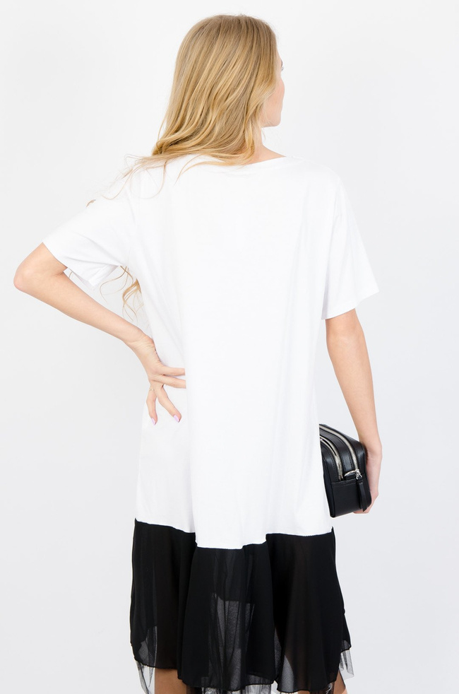 BIAŁA BAWEŁNIANA SUKIENKA Z TIULEM