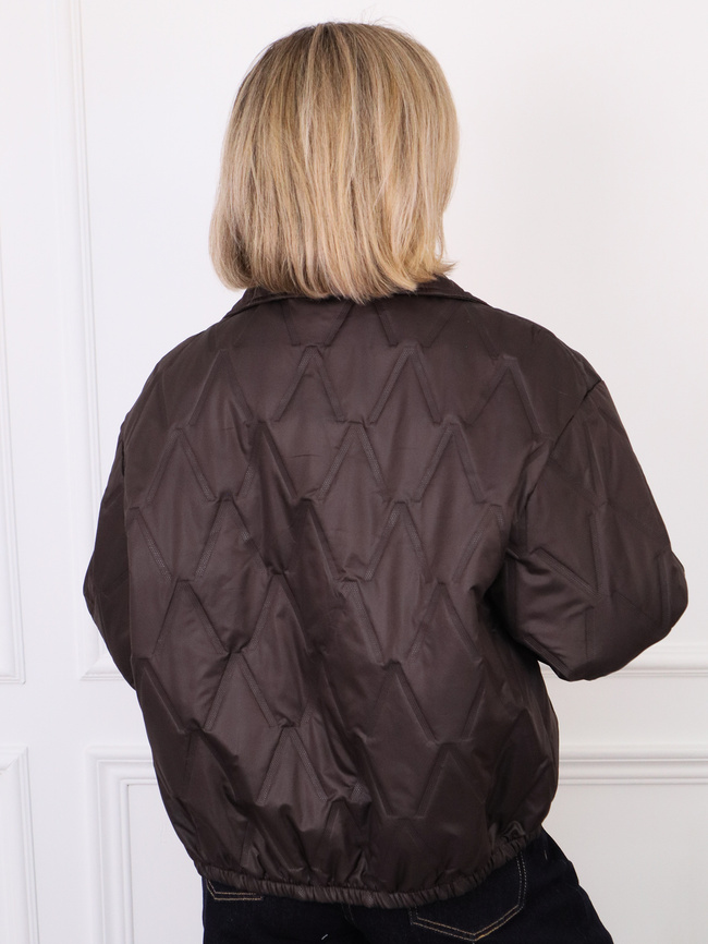 KURTKA PIKOWANA ZAPINANA NA ZŁOTE GUZIKI- CZEKOLADOWA