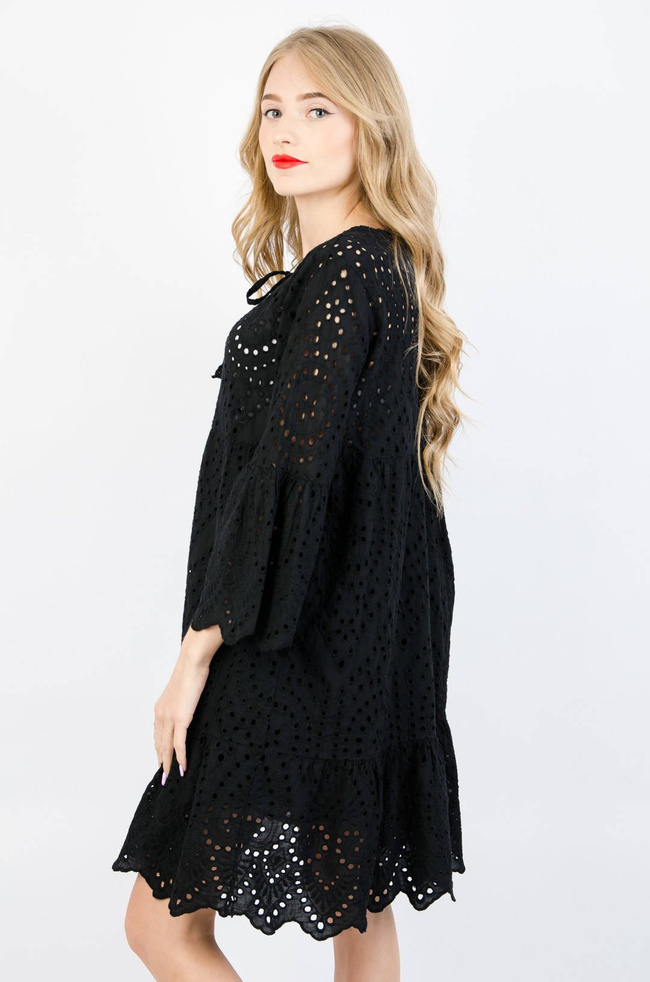 CZARNA AŻUROWA SUKIENKA