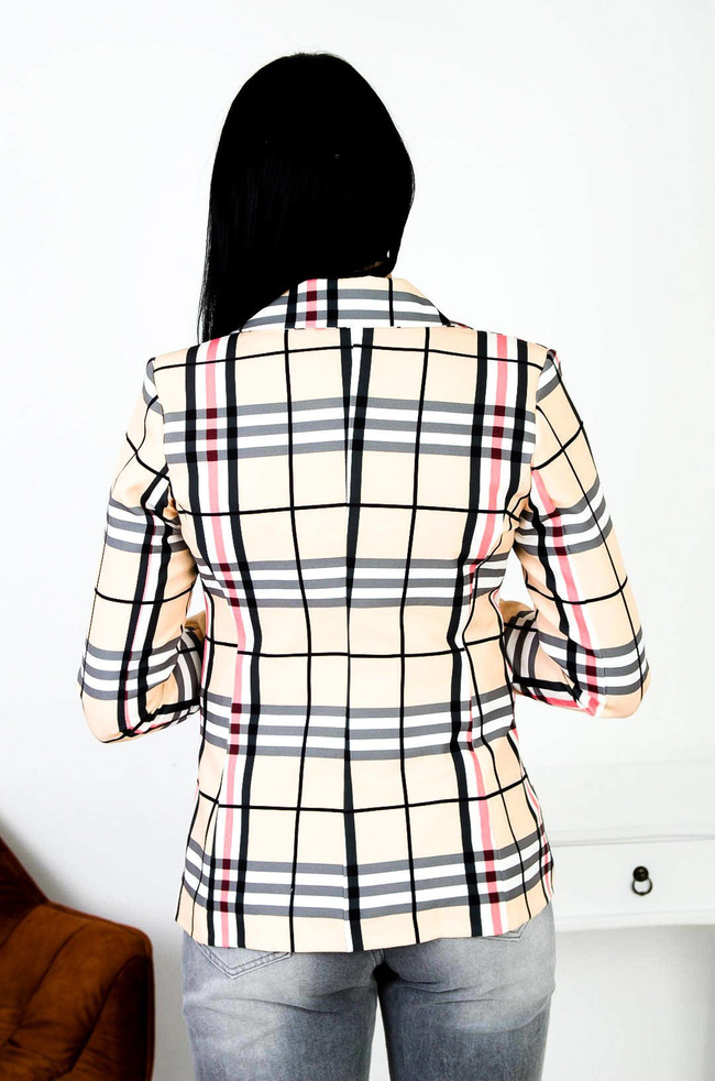 BEŻOWA MARYNARKA W KRATĘ ( S-L )