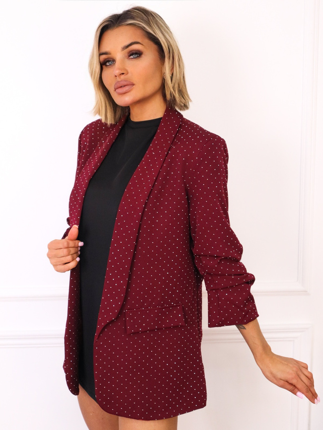 MARYNARKA ZDOBIONA CYRKONIAMI- BORDOWA