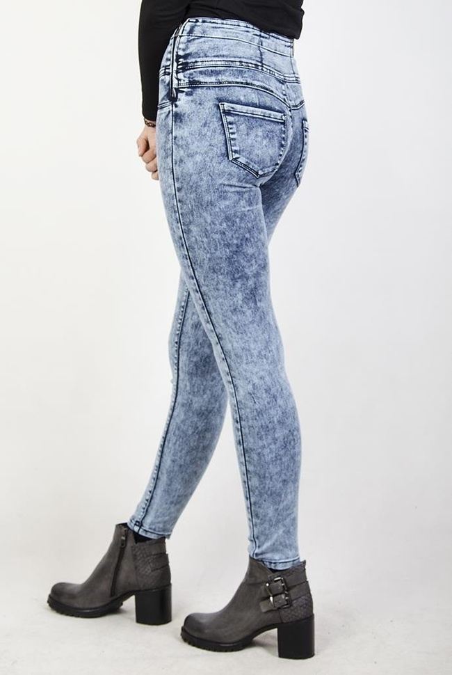 Jasne spodnie skinny jeans z zamkiem z boku