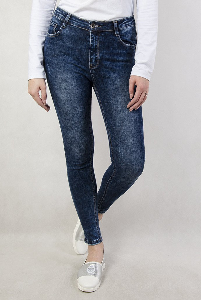 Spodnie jeansowe bez dodatków, z wysokim stanem