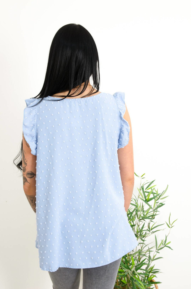 NIEBIESKA BLUZKA Z PLUMETI - WISIOREK W ZESTAWIE