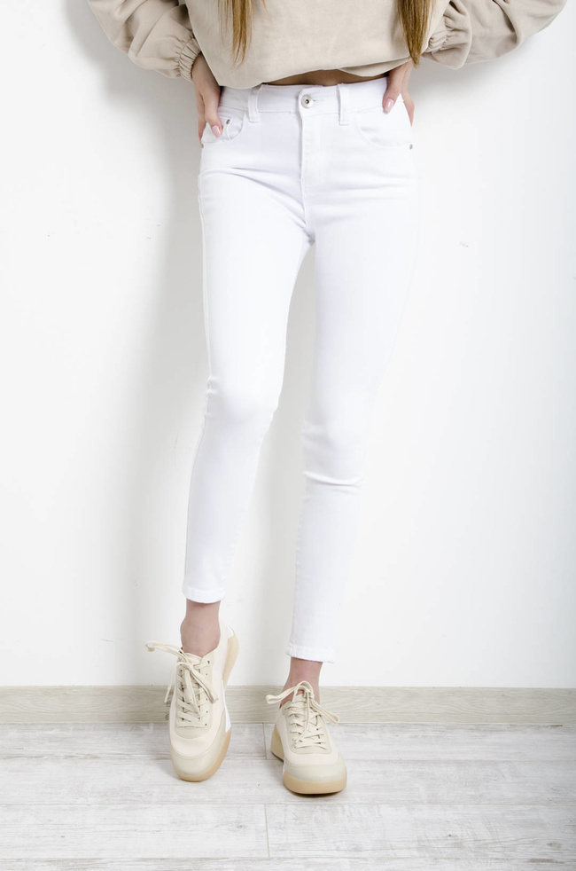 SPODNIE BIAŁE JEANSOWE PUSH UP- MID WAIST