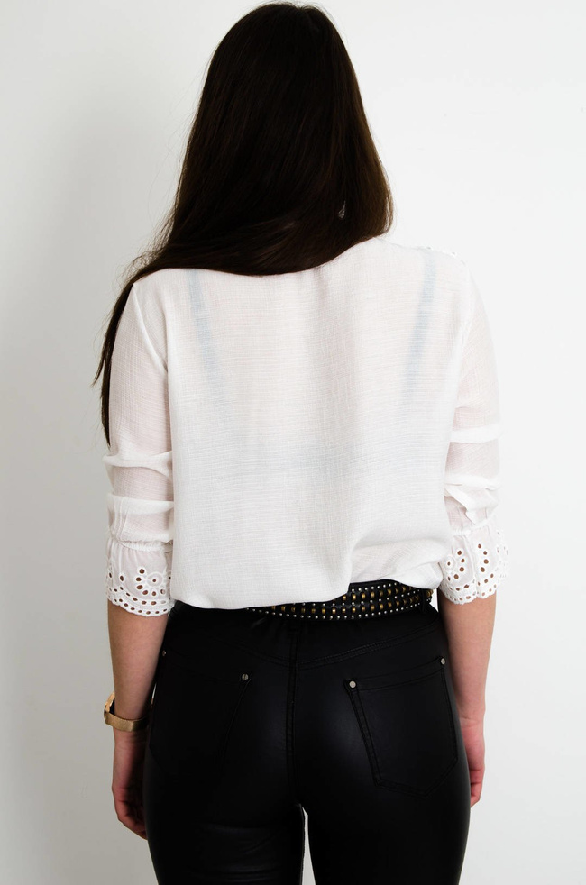 BIAŁA BLUZKA W SZPIC Z HAFTEM