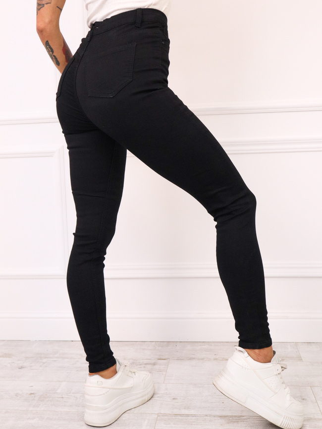 SPODNIE JEANSOWE SKINNY Z WYSOKIM STANEM- CZARNE