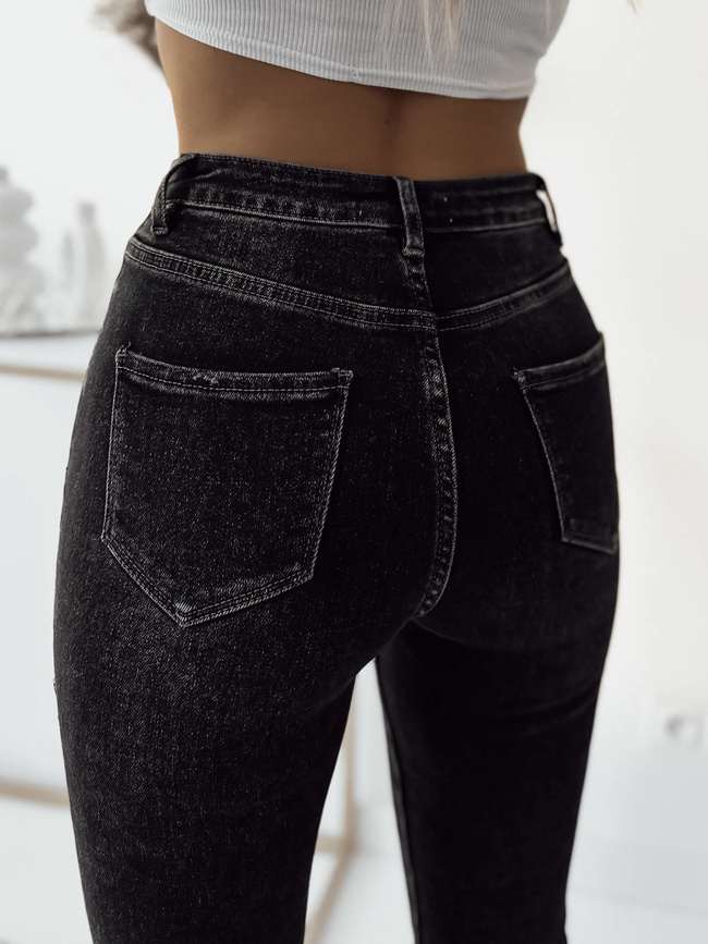 CZARNE SPODNIE SKINNY Z WYSOKIM STANEM