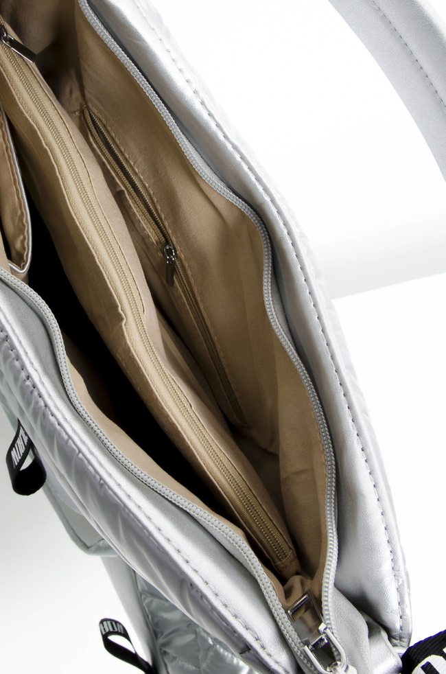 TORBA MATERIAŁOWA PIKOWANA SREBRNA- SHOPPER