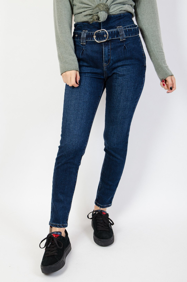 Spodnie jeansowe z wysokim stanem bez kieszeni