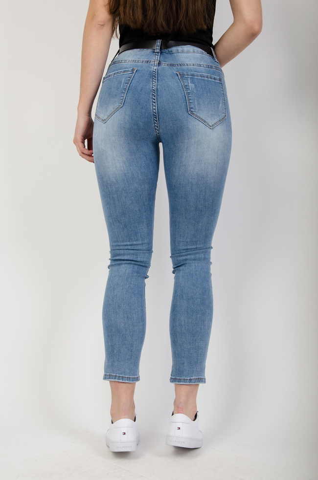Jasne spodnie jeansowe Plus Size z prostą nogawką