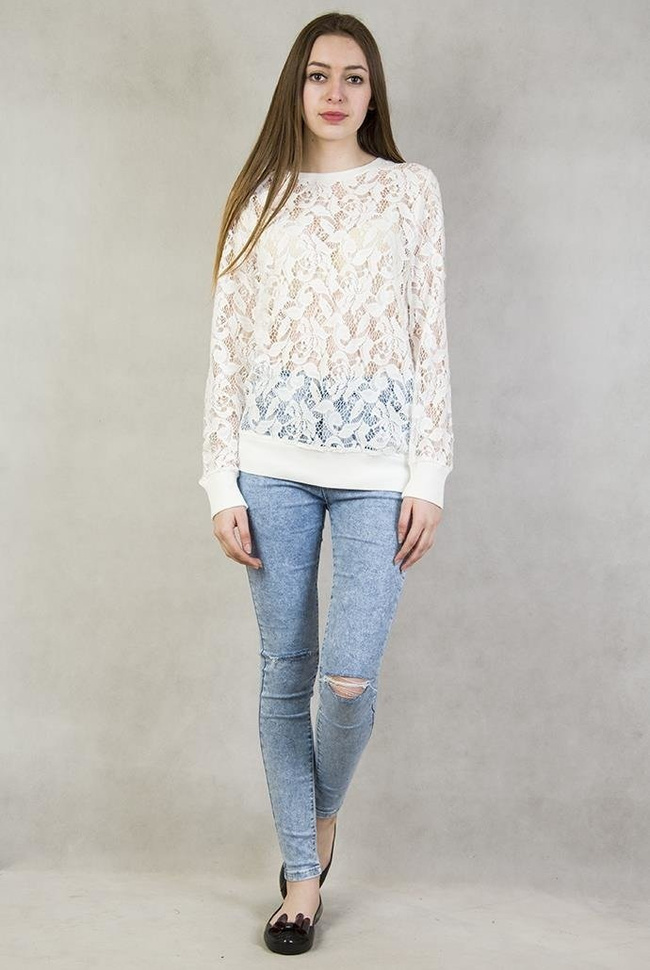 Biała bluzka koronkowa
