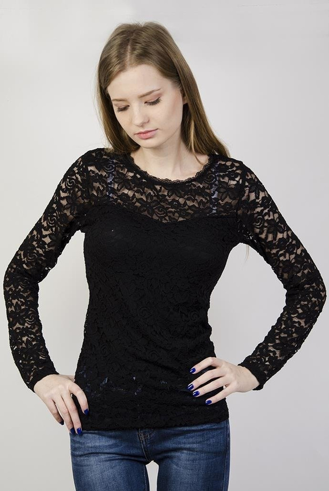 Czarna koronkowa bluzka z usztywnieniem