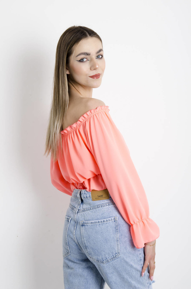 BLUZKA HISZPANKA NA DŁUGI RĘKAW - POMARAŃCZOWA