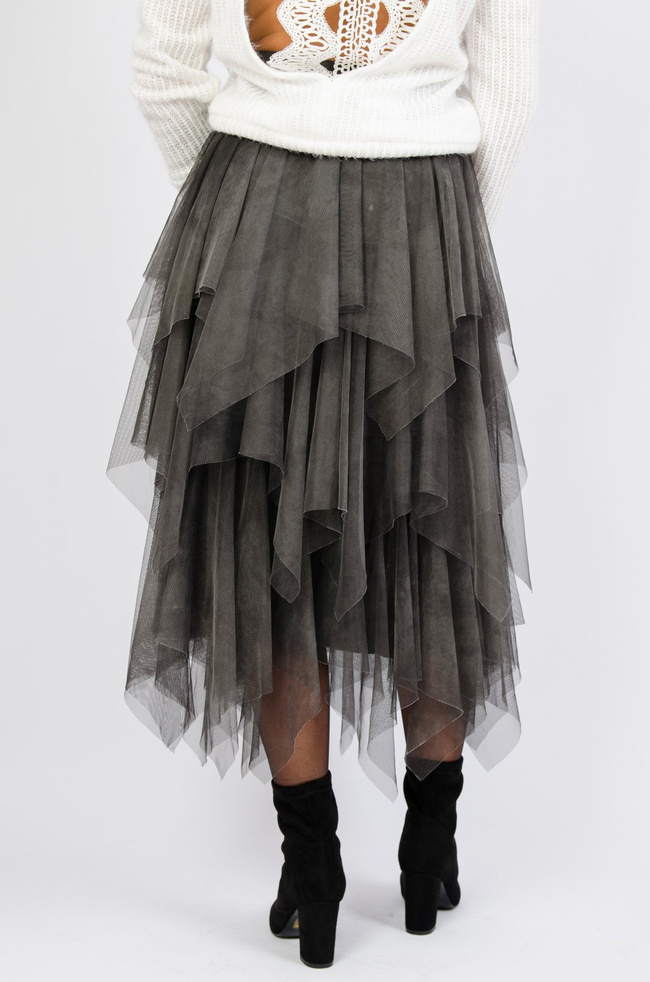 SZARA SPÓDNICA Z TIULU 