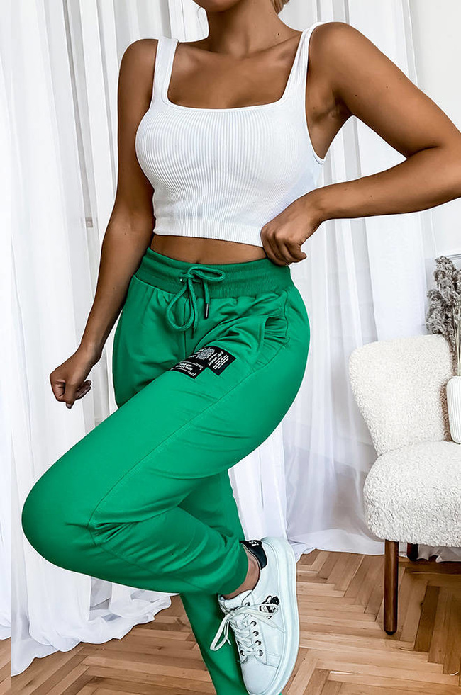 SPODNIE DRESOWE Z OZDOBNYMI NASZYWKAMI- ZIELONE