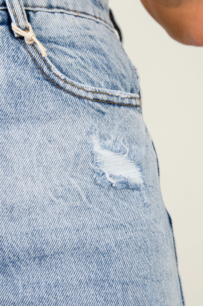 JASNE JEANSY MOM FIT Z DZIURAMI -WYSOKI STAN