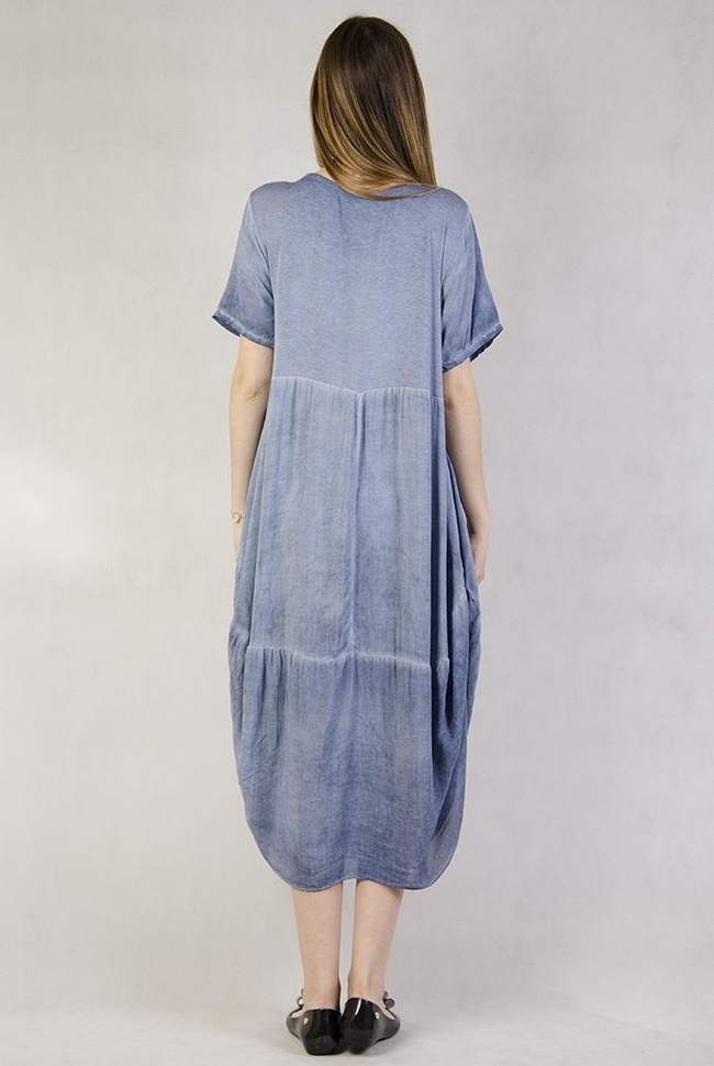 Asymetryczna, długa sukienka niebieska