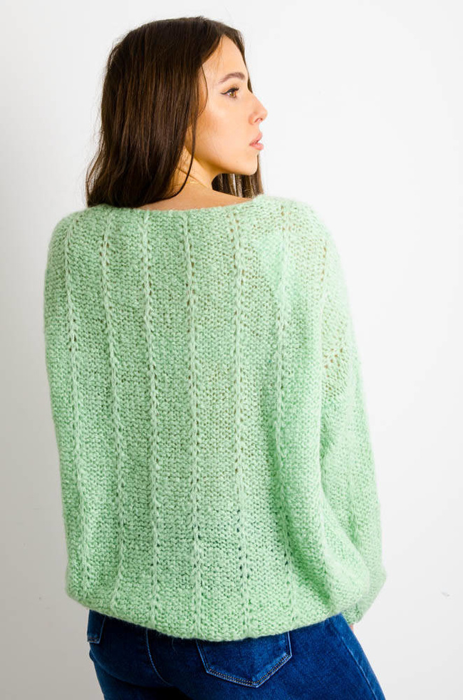 ZIELONY LUŻNY SWETER OVERSIZE