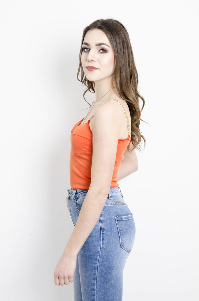 BODY GORSETOWE ZE ZŁOTYMI ŁAŃCUSZKAMI - POMARAŃCZOWE